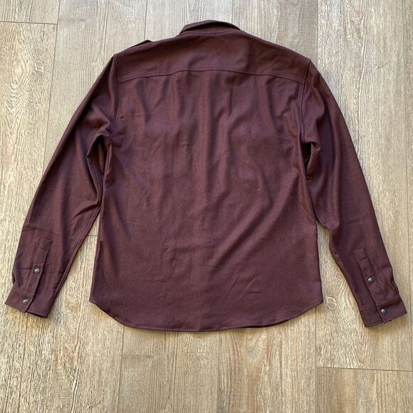 The Kooples Men’s Burgundy Wool Blend Slim Fit Button Down Shirt Classic Collar - Picture 2 of 6